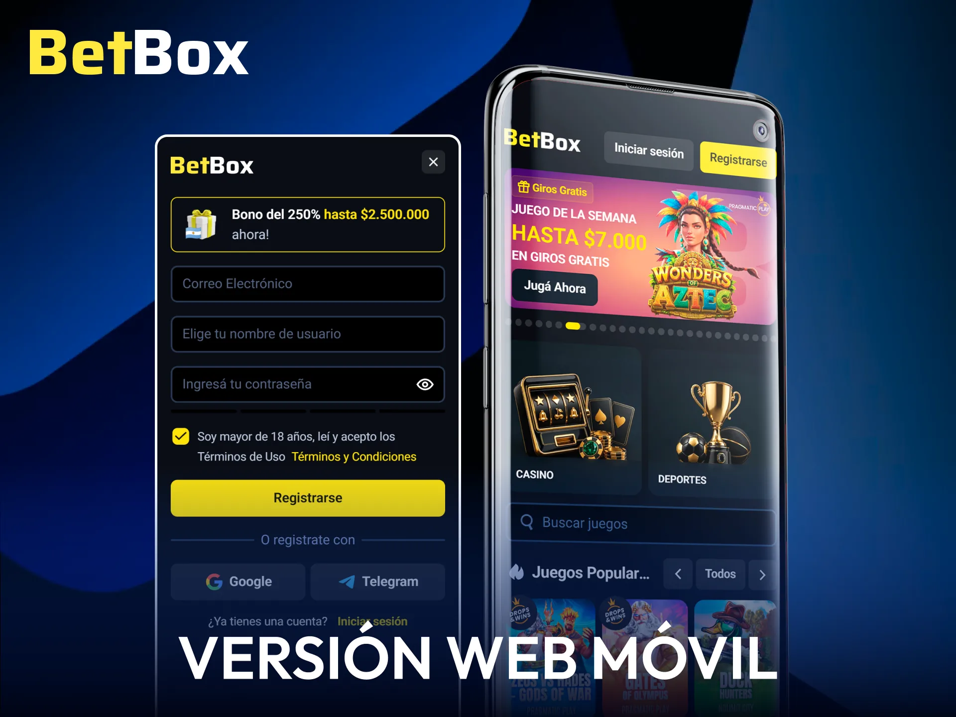 Entrá al portal responsivo de Betbox directamente desde tu navegador.