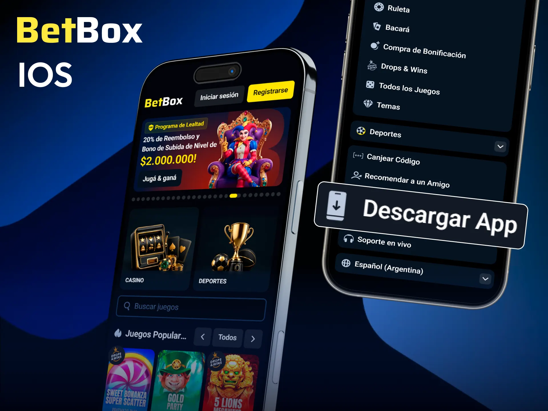 Agregá el acceso directo a tu iPhone para jugar en Betbox.