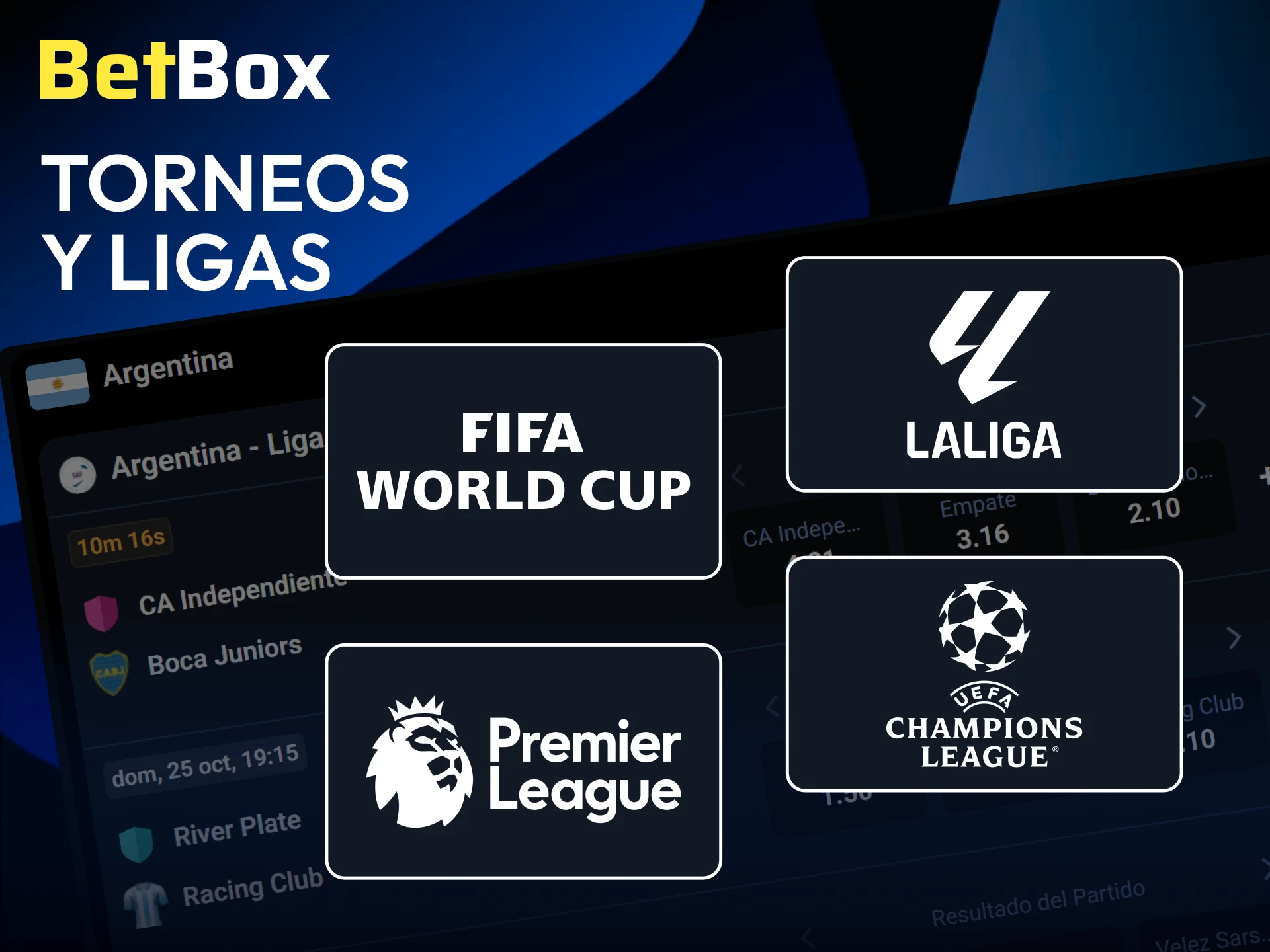 Apostá en el torneo local y copas internacionales con Betbox.