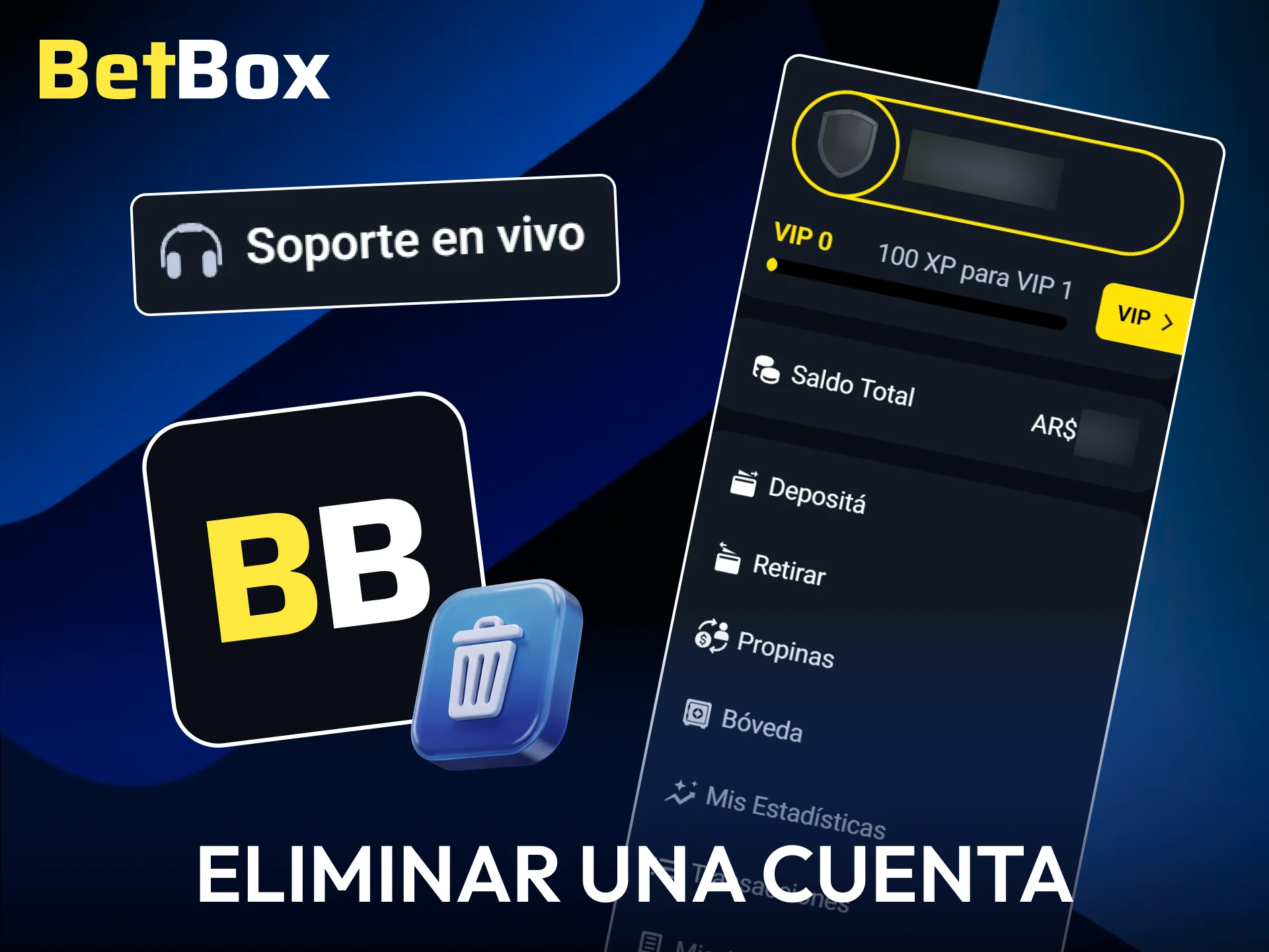 Solicitá el cierre definitivo de tu perfil comunicándote con Betbox.